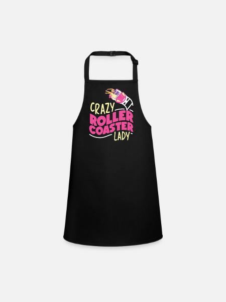 Roller Coaster Girl Crazy Roller - Children's Apron - black - Front