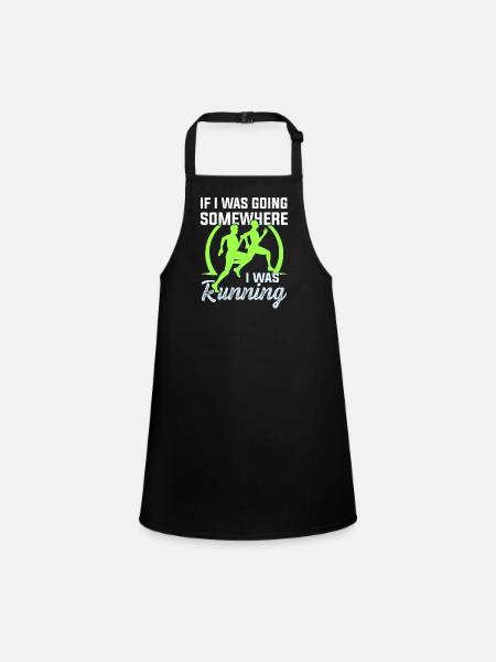 running slogan - Children's Apron - black - Front