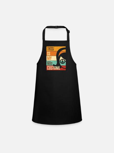 60s Sixties 1960s Party Outfit Costume - Children's Apron - black - Front