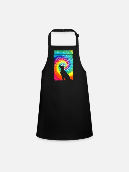 Dog Hippie Tie Dye - Children's Apron - black - Front