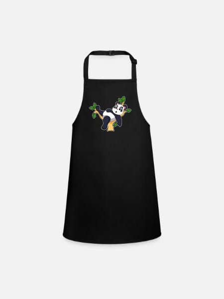 Panda Zweig - Schürze für Kinder - Schwarz - Vorne
