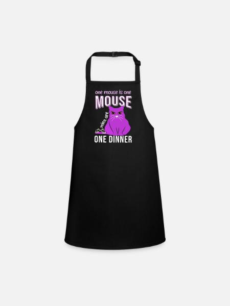 Une souris une souris chat parler mot gros chat - Tablier Enfant - noir - Devant