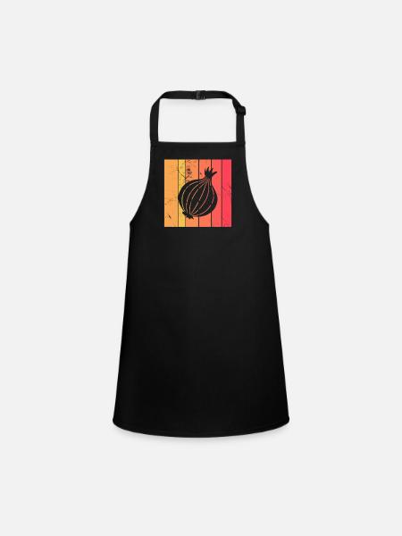 Onion Lover Retro Vegetables Vegan Gift idea - Schürze für Kinder - Schwarz - Vorne