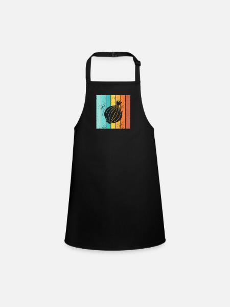 Onion Lover Retro Vegetables Vegan Gift idea - Schürze für Kinder - Schwarz - Vorne