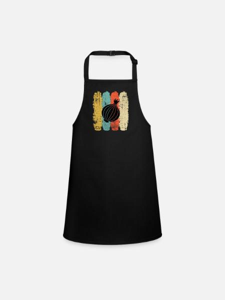 Onion Lover Retro Vegetables Vegan Gift idea - Schürze für Kinder - Schwarz - Vorne