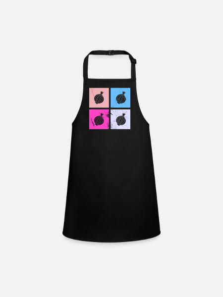 Onion Lover Retro Vegetables Vegan Gift idea - Schürze für Kinder - Schwarz - Vorne