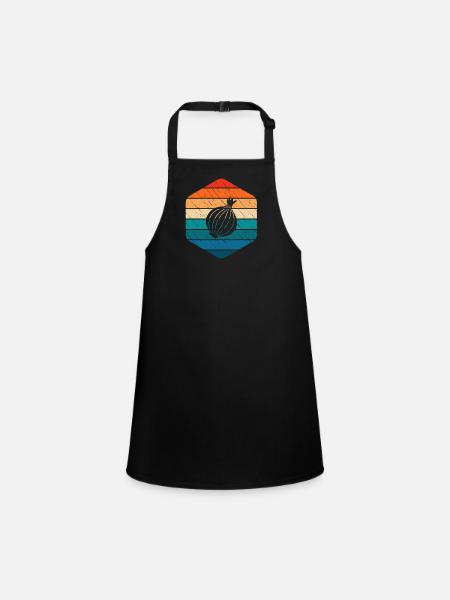 Onion Lover Retro Vegetables Vegan Gift idea - Schürze für Kinder - Schwarz - Vorne