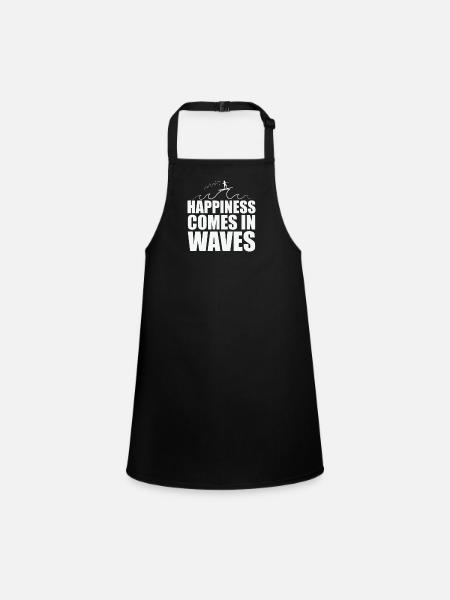 Happiness comes in Waves surfing surfing - Children's Apron - black - Front