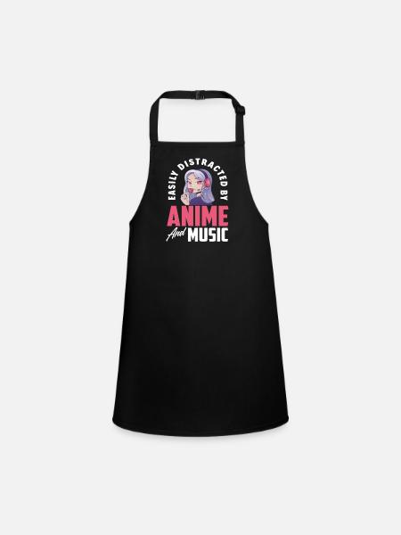 Anime Music Girls Girls - Children's Apron - black - Front