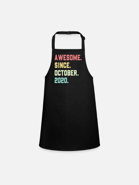 Awesome Since October 2020 - Children's Apron - black - Front
