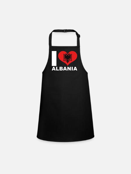 Ich liebe Albanien Herz Flagge Albanien - Schürze für Kinder - Schwarz - Vorne