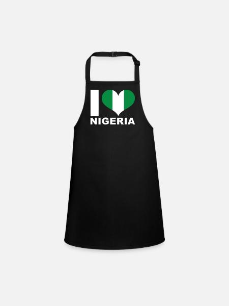Ich liebe Nigeria Herz Flagge Nigeria - Schürze für Kinder - Schwarz - Vorne