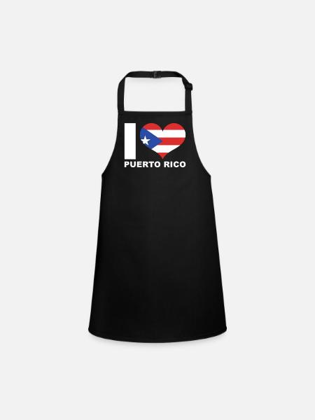 Ich liebe Puerto Rico Herz Flagge Puerto Rico - Schürze für Kinder - Schwarz - Vorne