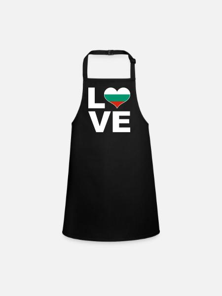 Ich liebe Bulgarien Herz Flagge Bulgarien - Schürze für Kinder - Schwarz - Vorne