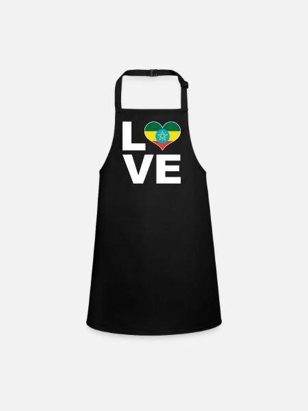 I love Ethiopia heart flag Ethiopia - Children's Apron - black - Front