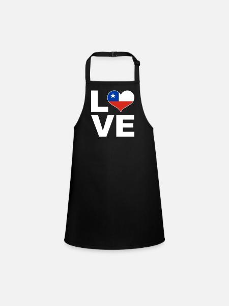 J’aime le drapeau du cœur du Chili Chili - Tablier Enfant - noir - Devant