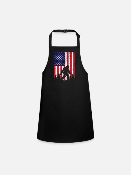 Amerika USA Flagge Bigfoot Mythos - Schürze für Kinder - Schwarz - Vorne