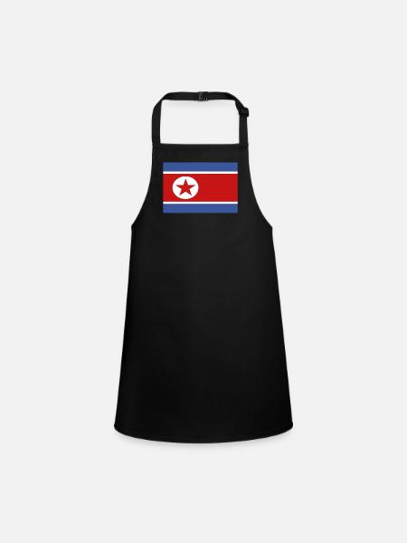 Drapeau officiel de la Corée du Nord Pays nord-coréen - Tablier Enfant - noir - Devant