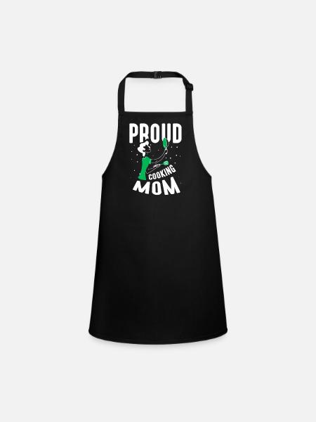 Proud Cooking Mother Cook Cook Cooking Mom - Children's Apron - black - Front