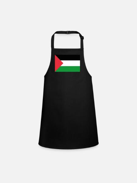 Drapeau officiel de la Palestine Fierté du pays palestinien - Tablier Enfant - noir - Devant