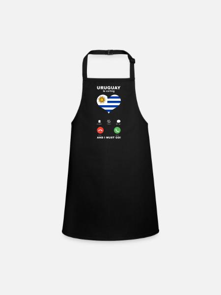 Uruguay is calling Uruguay Heart Souvenir - Children's Apron - black - Front