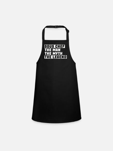 Chapeau de Chef, Chef, Cuisine, Cinq étoiles, Or, 5, - Tablier Enfant - noir - Devant
