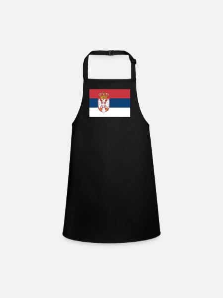 Drapeau officiel de la Serbie Serbe Serbe Country Pride - Tablier Enfant - noir - Devant