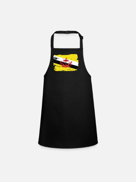 Drapeau officiel du Brunei Bruneian Country Pride - Tablier Enfant - noir - Devant