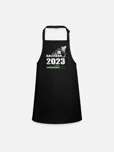 Bauherren geschenk - Bauherr 2023 Loading - Schürze für Kinder - Schwarz - Vorne