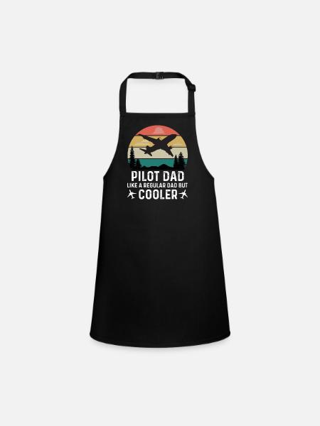 Pilot Airplane Glider Flying Sports Papa Father - Children's Apron - black - Front