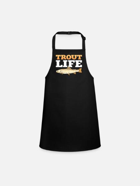 Trout Life Trout Fishing Fishing - Children's Apron - black - Front