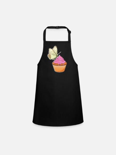 Butterfly Muffin - Children's Apron - black - Front
