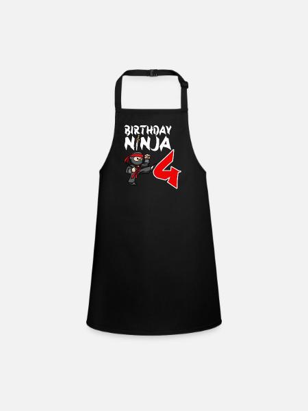 Fête d’anniversaire Ninja japonais de 4 ans Anniversaire - Tablier Enfant - noir - Devant