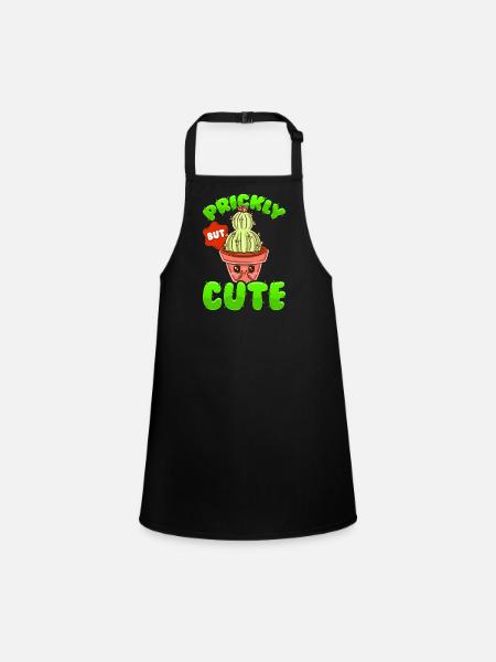 Piquant mais doux Kawaii Drôle de cactus - Tablier Enfant - noir - Devant