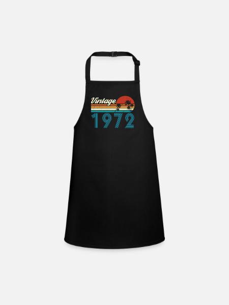 Vintage 1972 Vintage Anniversaire Rétro Vintage - Tablier Enfant - noir - Devant
