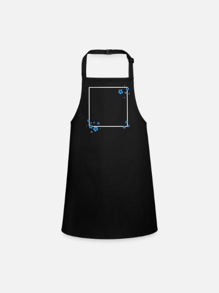 Square Flowers Blue - Children's Apron - black - Front