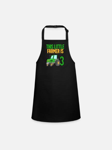 Farmer Farmer 3 years Boy 3rd birthday son - Children's Apron - black - Front