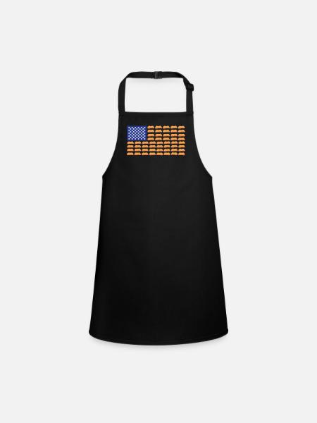 Peanut Butter USA Flag - Children's Apron - black - Front