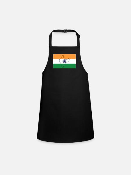 Indien Flagge - Schürze für Kinder - Schwarz - Vorne