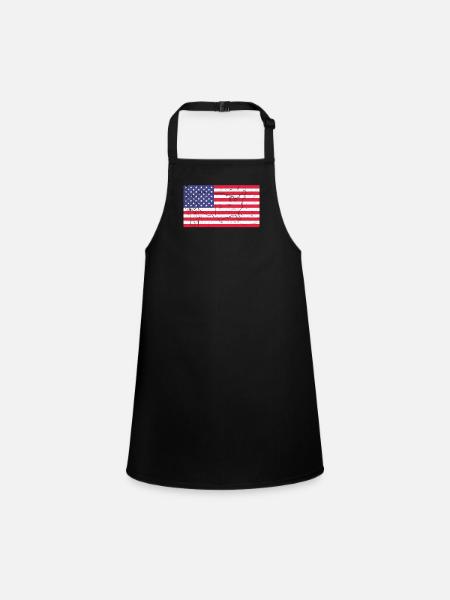 Amerika Flagge - Schürze für Kinder - Schwarz - Vorne