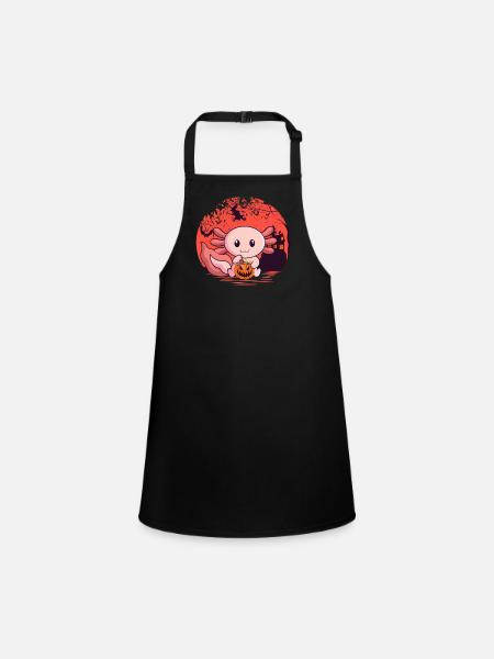 Effrayant Axolotl Tail Lurch Citrouille Halloween - Tablier Enfant - noir - Devant