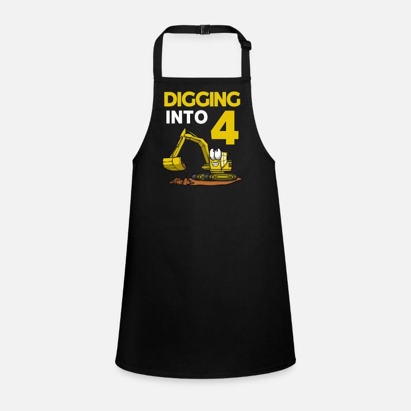 Excavator Driver Digging Into 4 Birthday Excavator Children's Apron