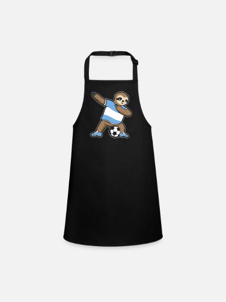 Fußballfan Faultier Fußball Argentinien - Schürze für Kinder - Schwarz - Vorne