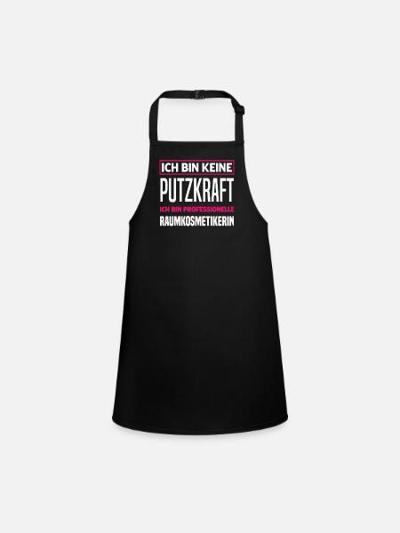 Putzfrau Reiniungskraft Reinigungsfachkraft - Schürze für Kinder - Schwarz - Vorne
