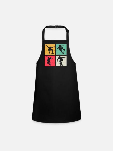 Skateboard Skateboarder Enfants Skateboard Skater - Tablier Enfant - noir - Devant