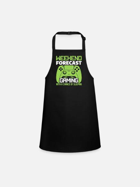 Weekend forecast gaming with a chance of sleeping - Children's Apron - black - Front