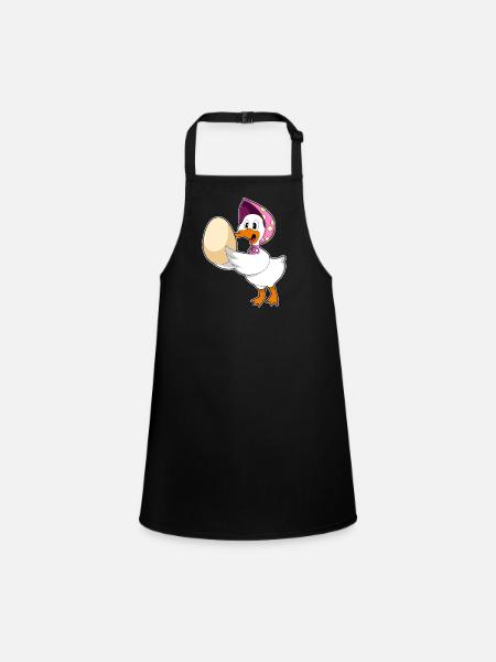 Ente Ei - Schürze für Kinder - Schwarz - Vorne