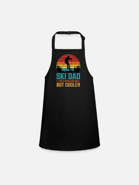 Ski Father Downhill Mountains Ski Sport Skis Skiing - Children's Apron - black - Front