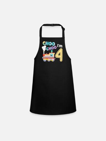 Steam Train Driver Trainspotting - Children's Apron - black - Front