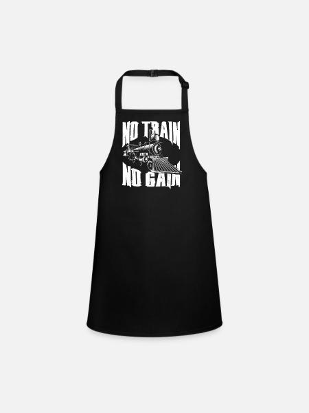 Steam Train Driver Trainspotting - Children's Apron - black - Front